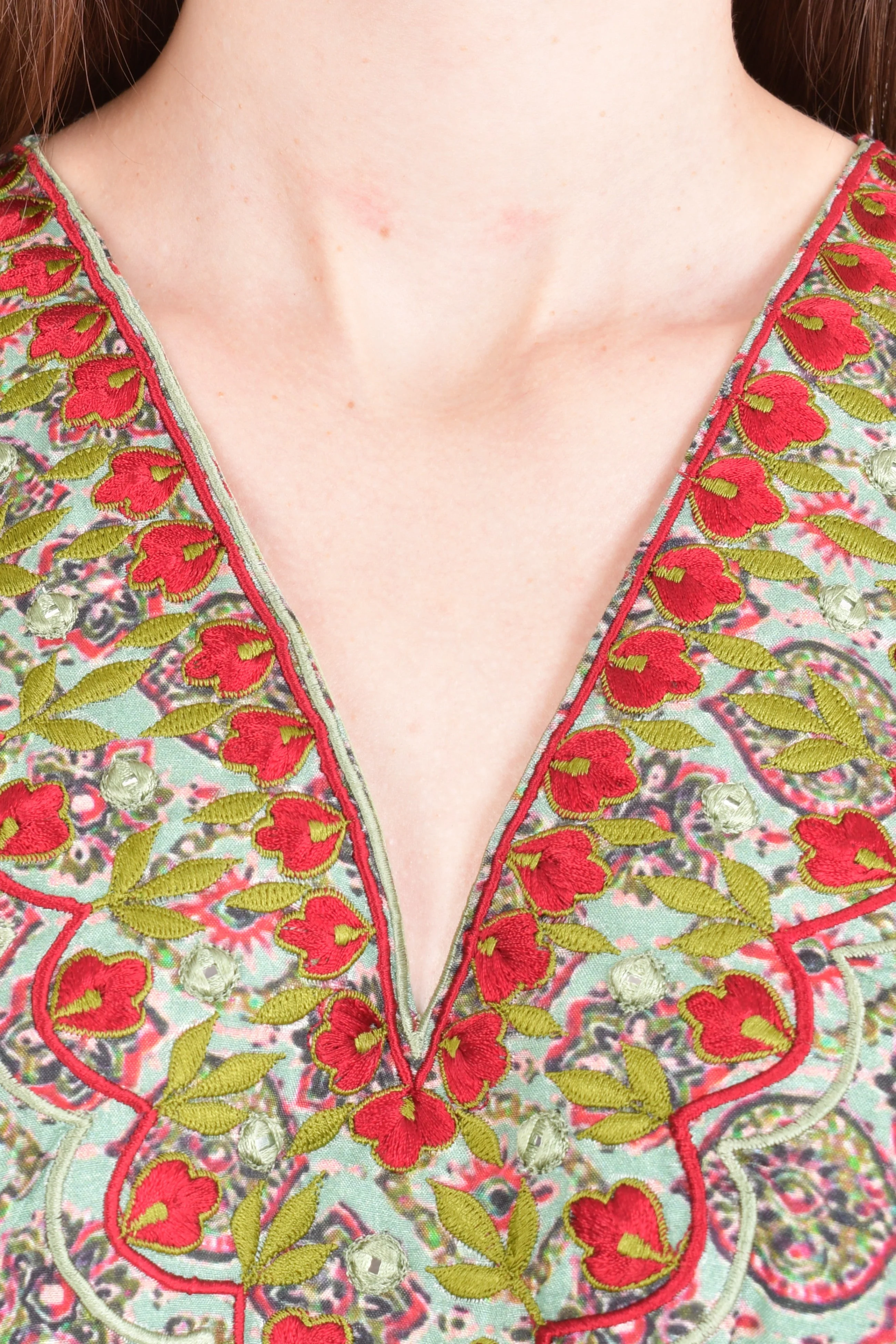 Ajrakh Print Green Kaftan - Image 3
