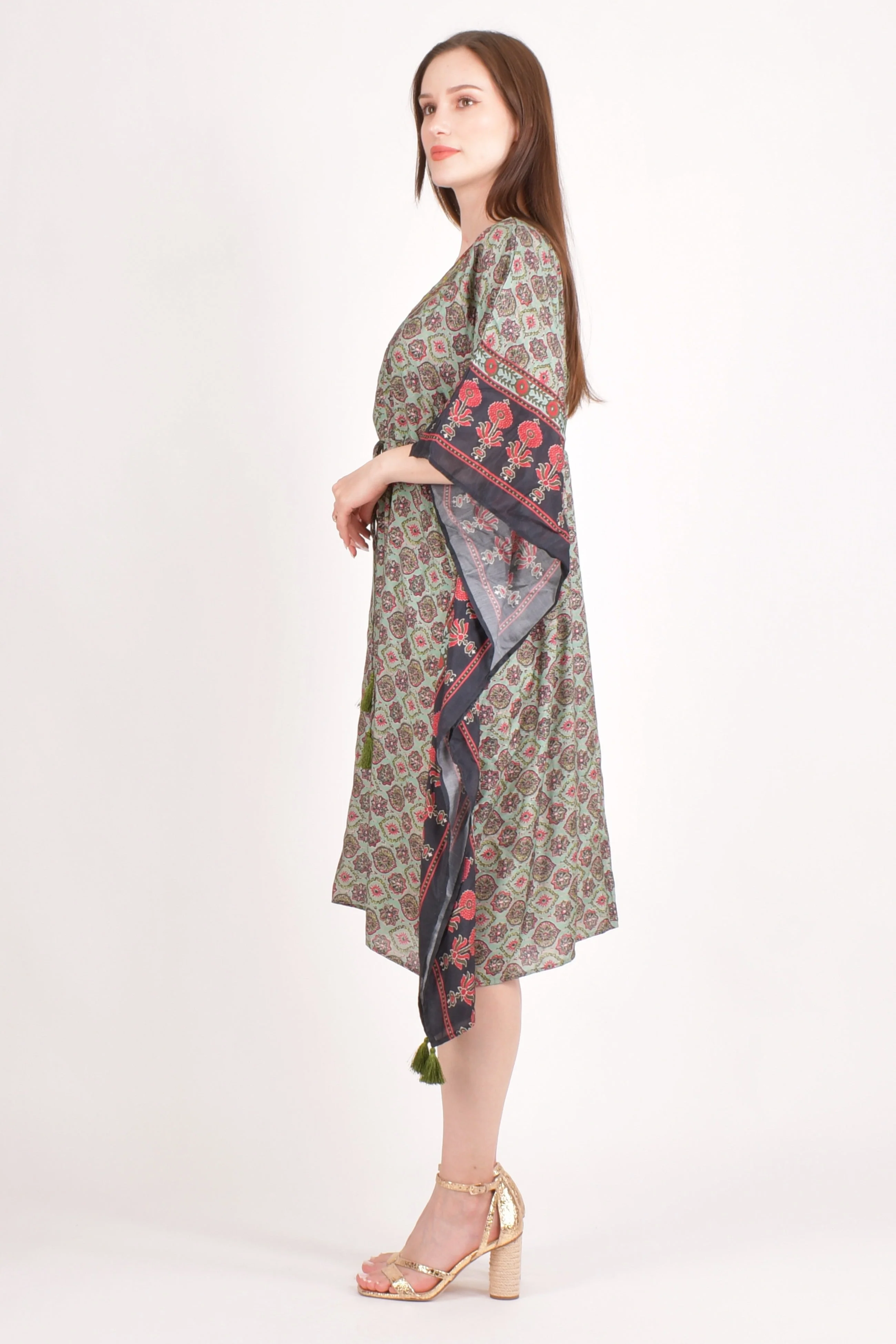 Ajrakh Print Green Kaftan - Image 4