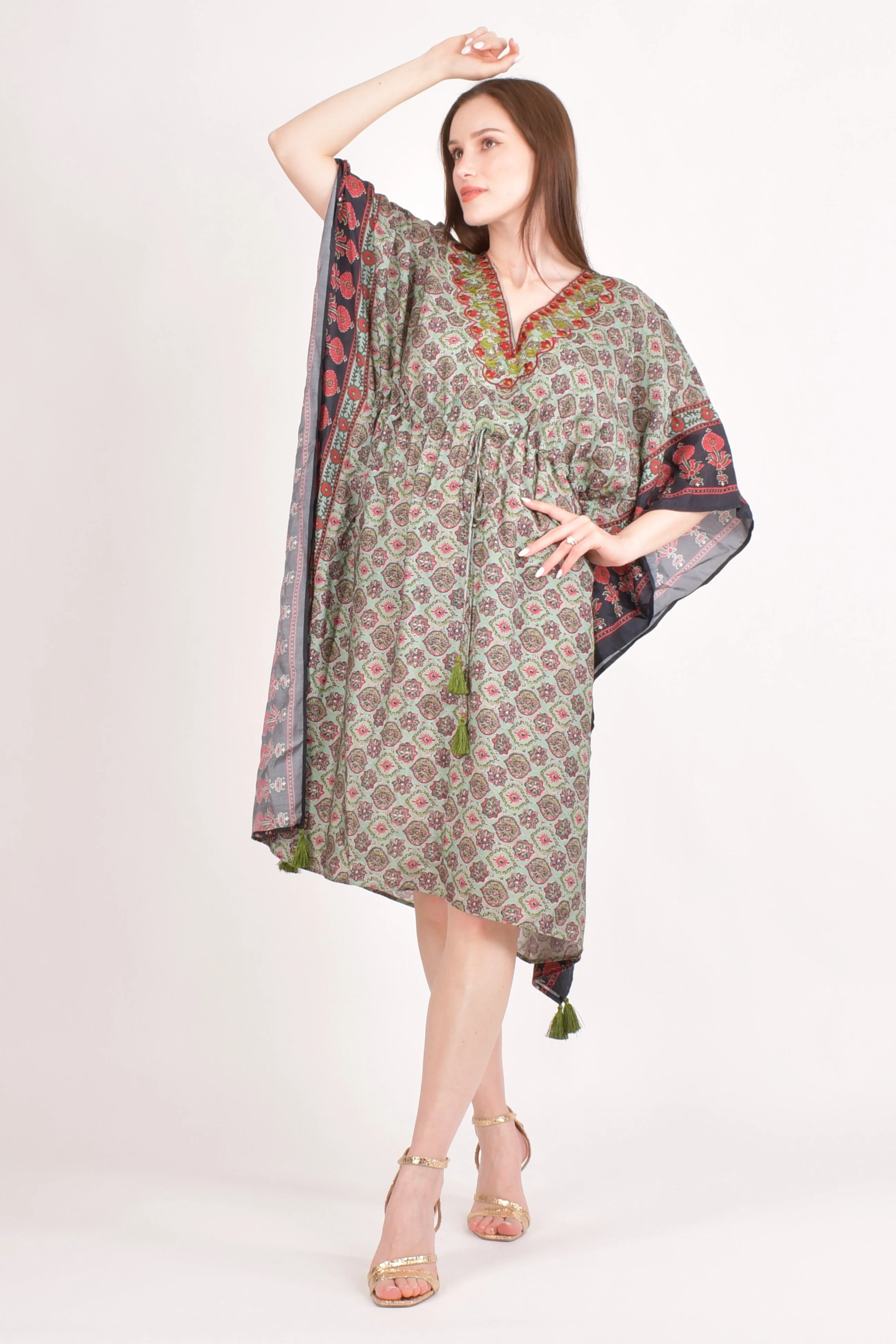 Ajrakh Print Green Kaftan - Image 5