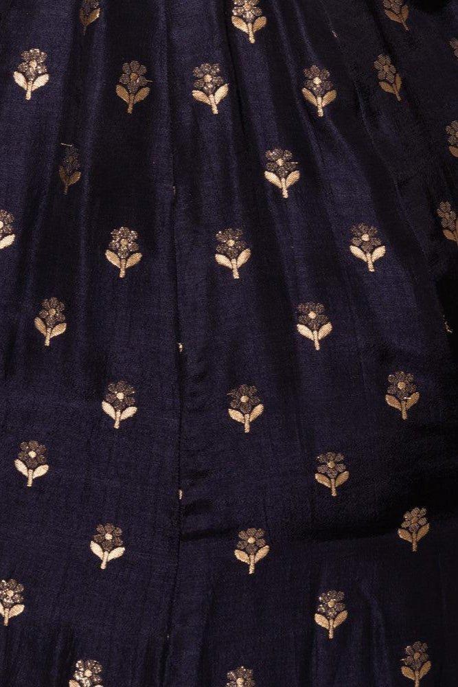 Blue and Gold Gown with Banarasi Border - Image 9
