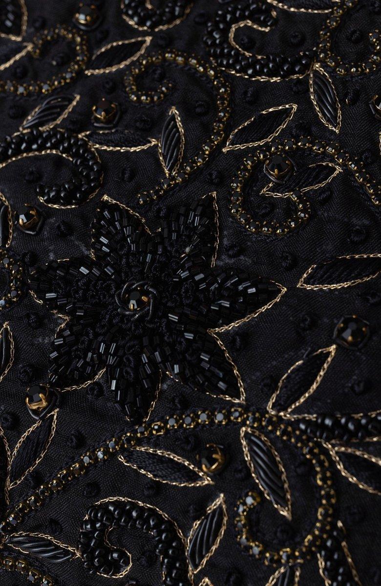 Black Pre Stitched Saree with Hand Embroidered Blouse - Image 6