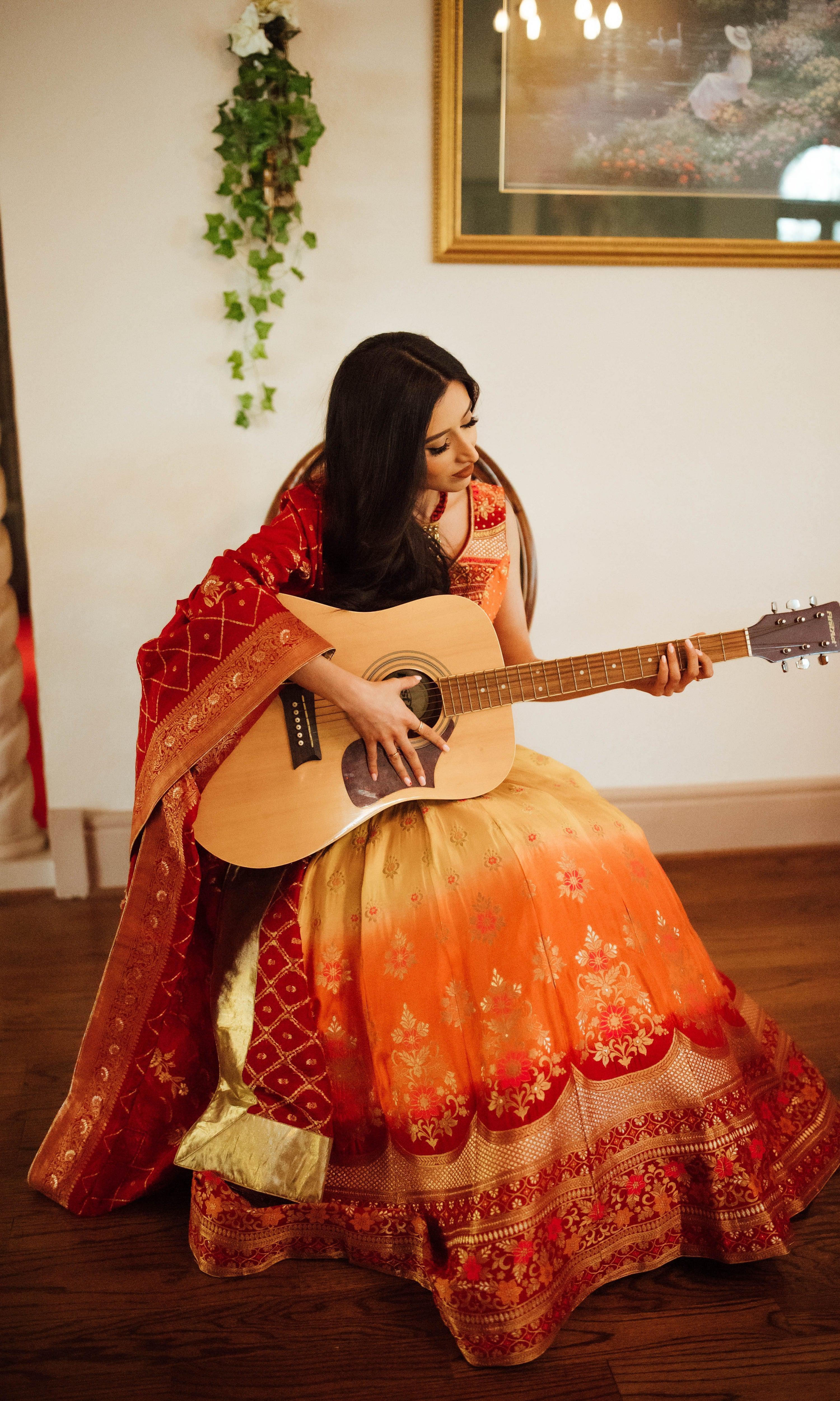 Yellow Lehenga Choli Set with Hand Embroidered Blouse - Image 4