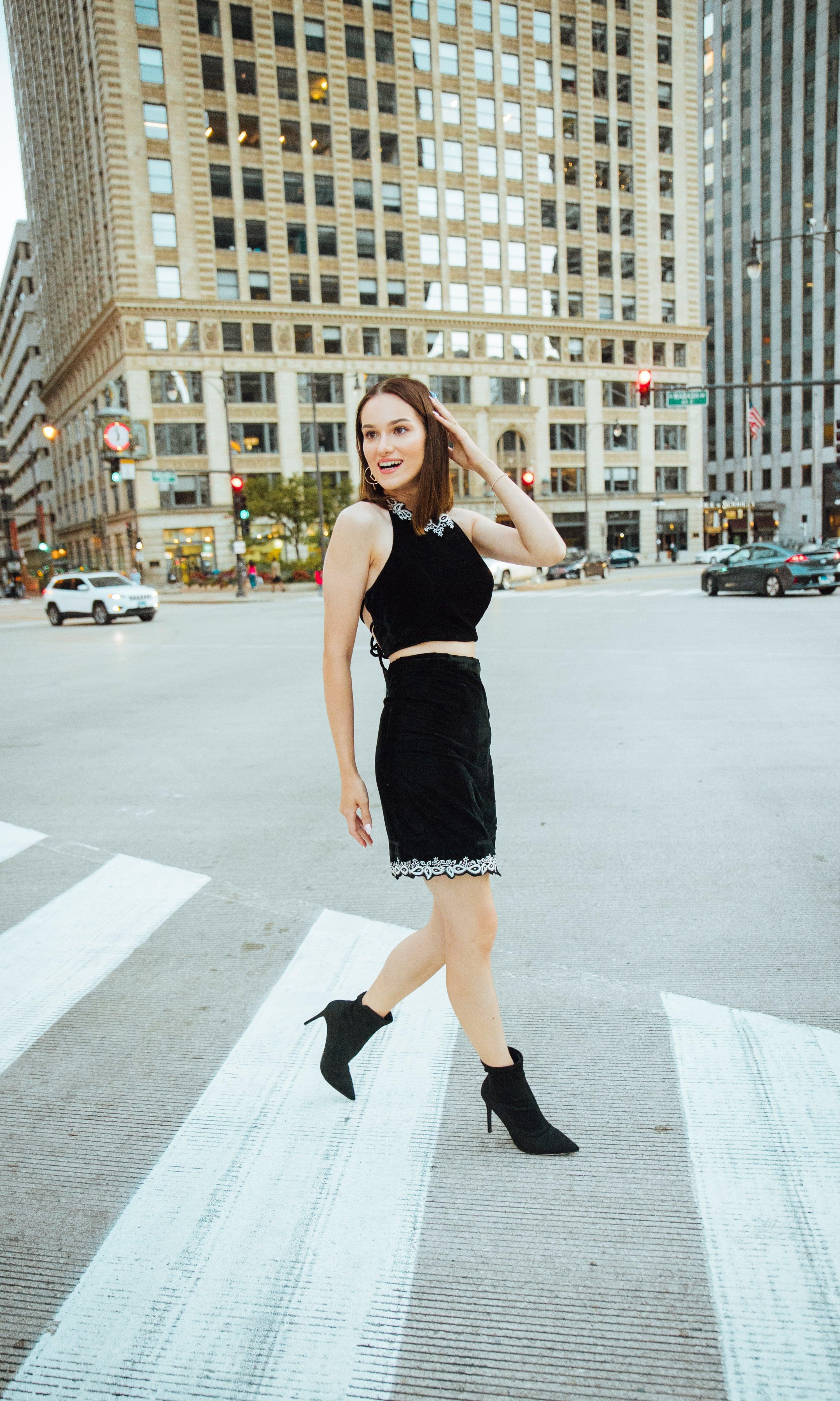 Luna Embroidered Black Two Piece Set