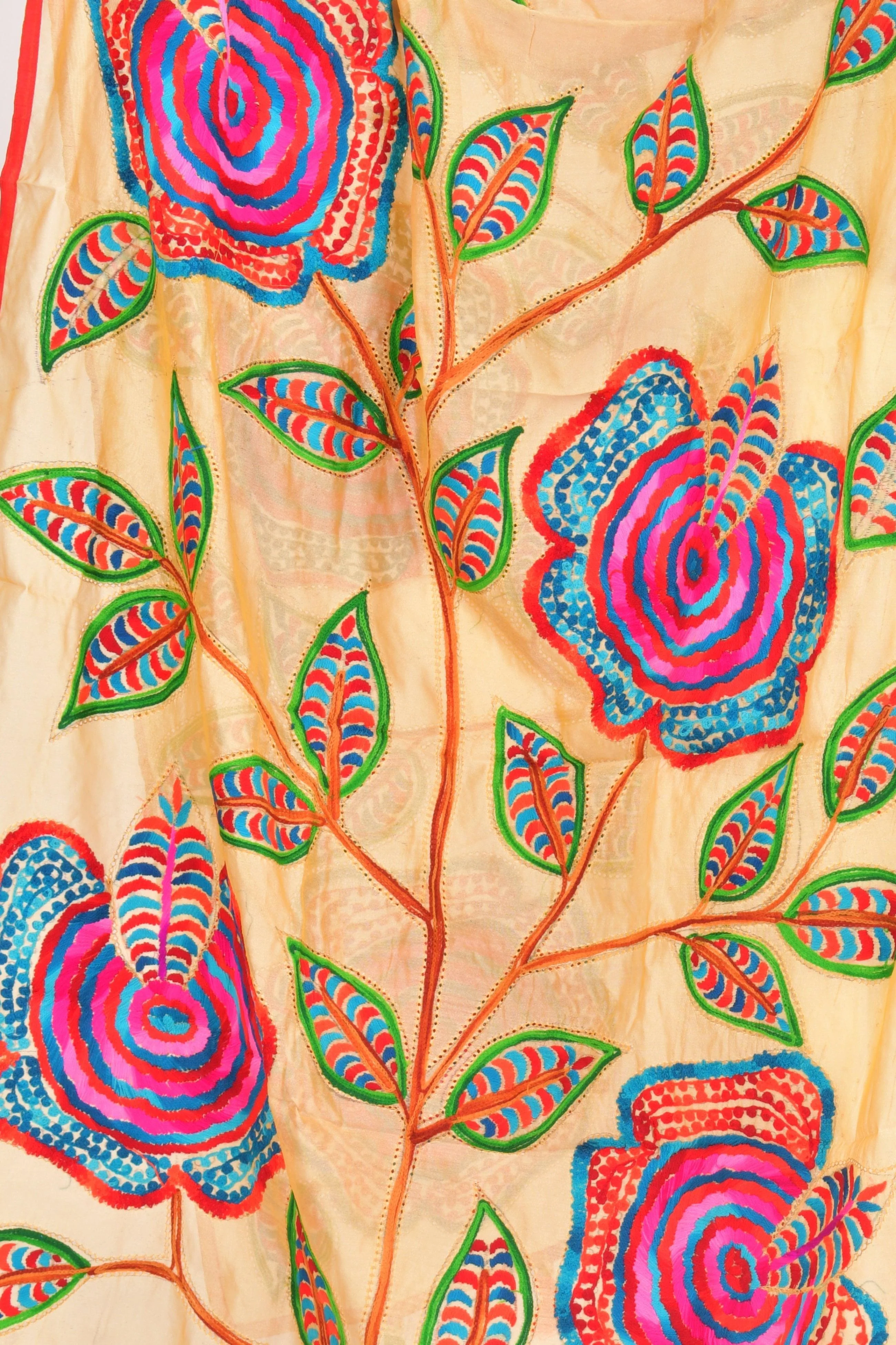 Zoya Yellow Floral Hand Embroidered Dupatta - Image 2