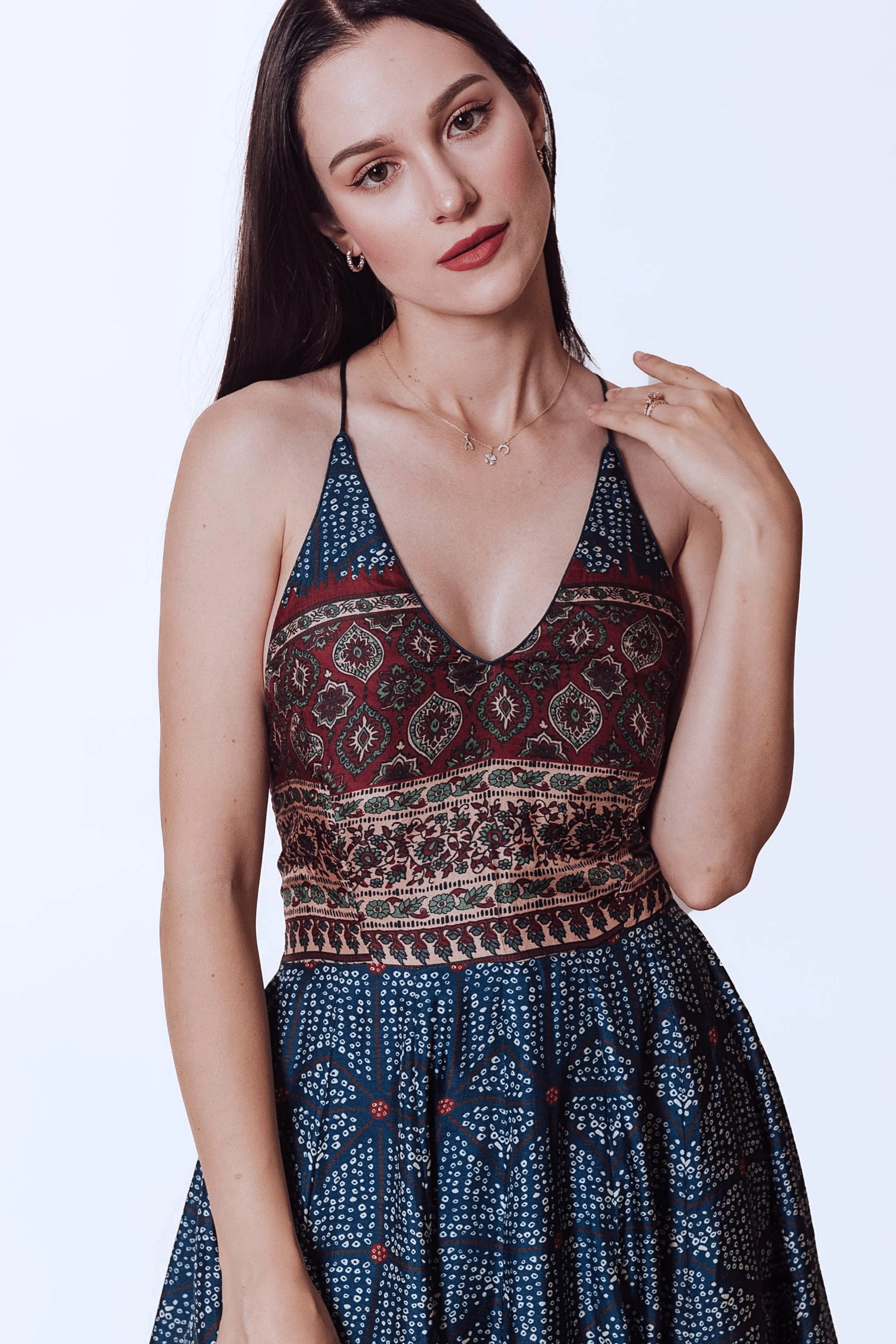 Gown with Ajrakh & Bandhani Prints - Image 3