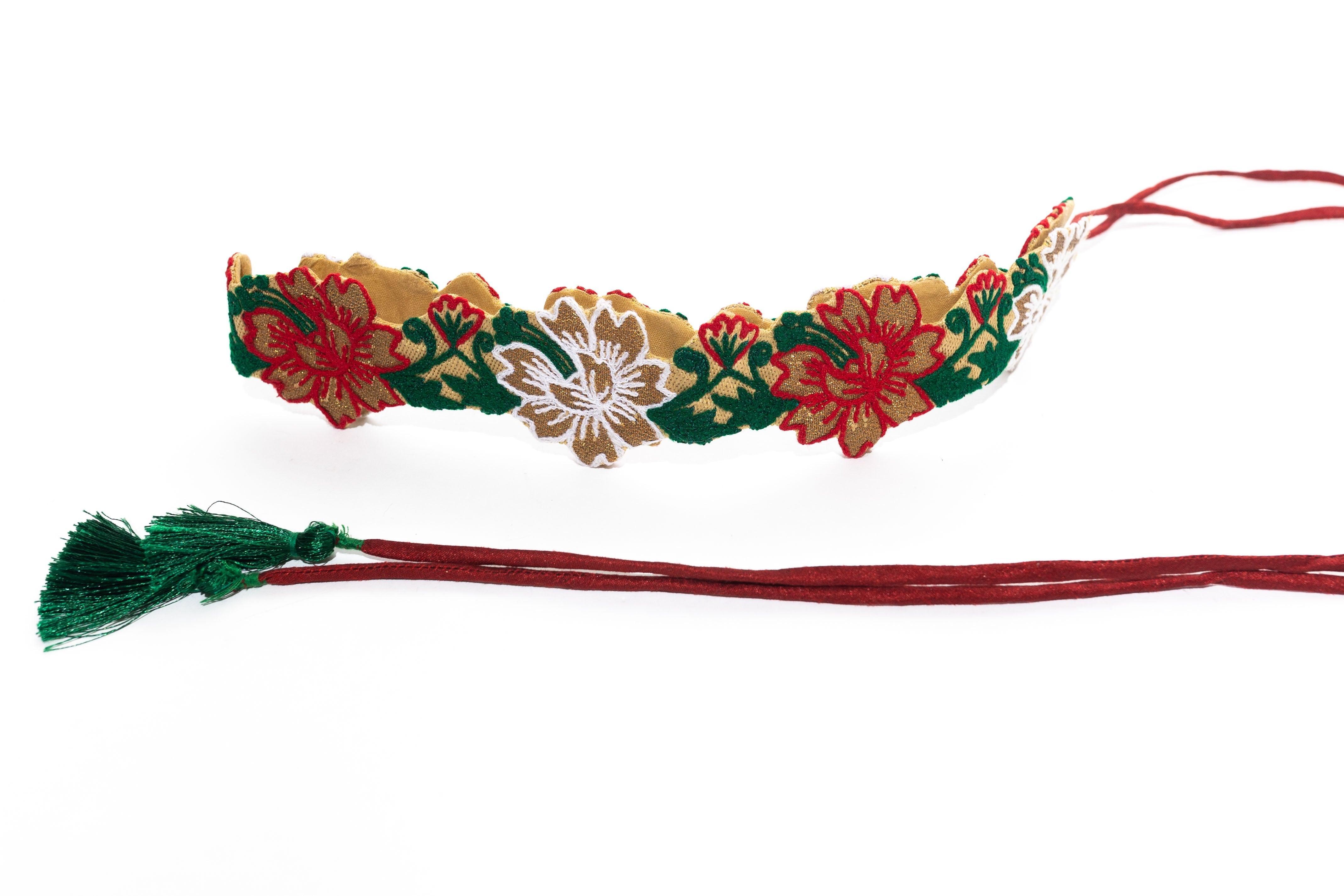 Gold Floral Brocade Kamarband | Indian Wedding Waist Belt - Image 2