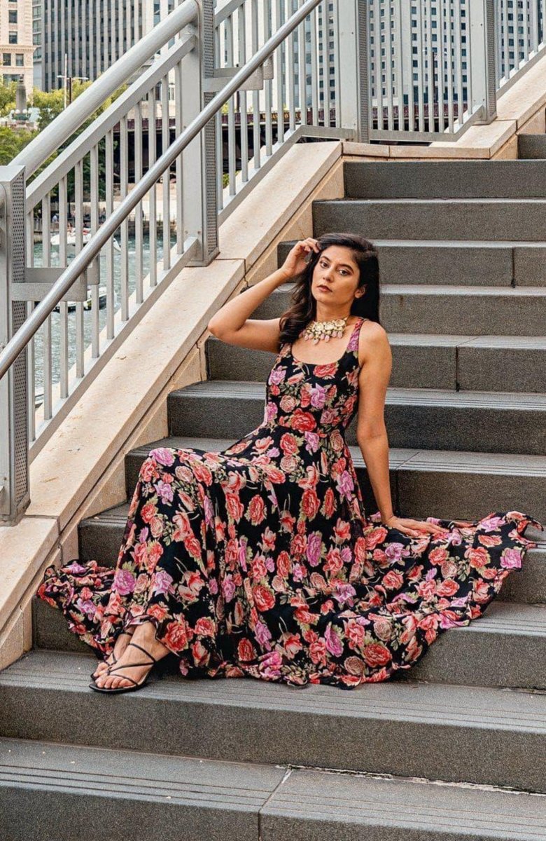 Floral Printed Long Dress - Image 3