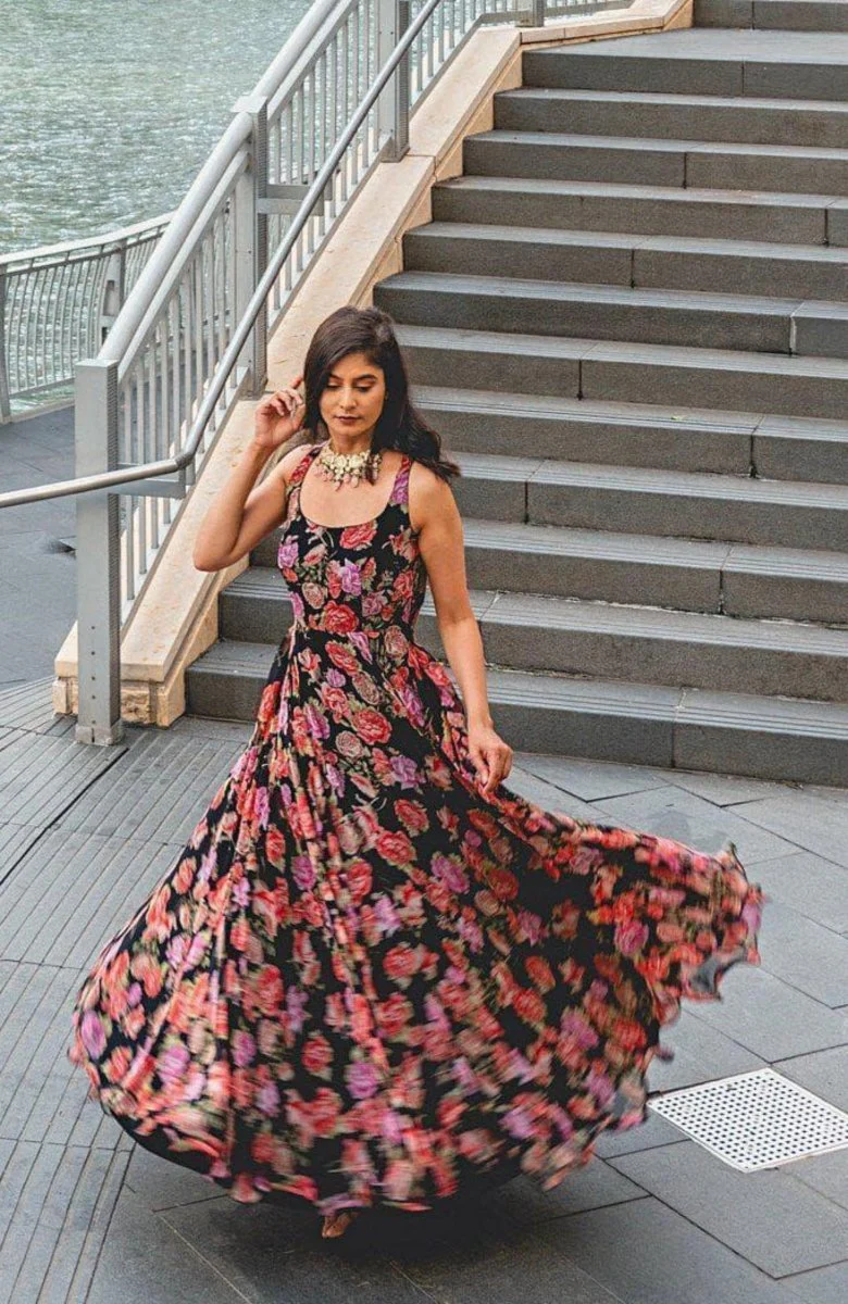Floral Printed Long Dress - Image 7