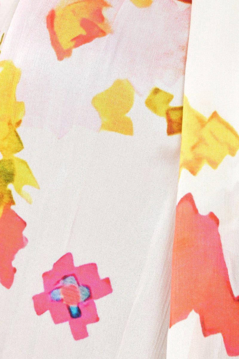 Ivory Floral Printed Viscose Scarf with Cutwork Border - Image 6