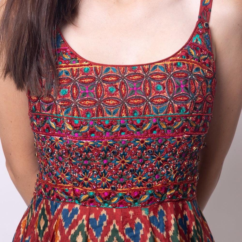 Red Dress with Patola Print - Image 4