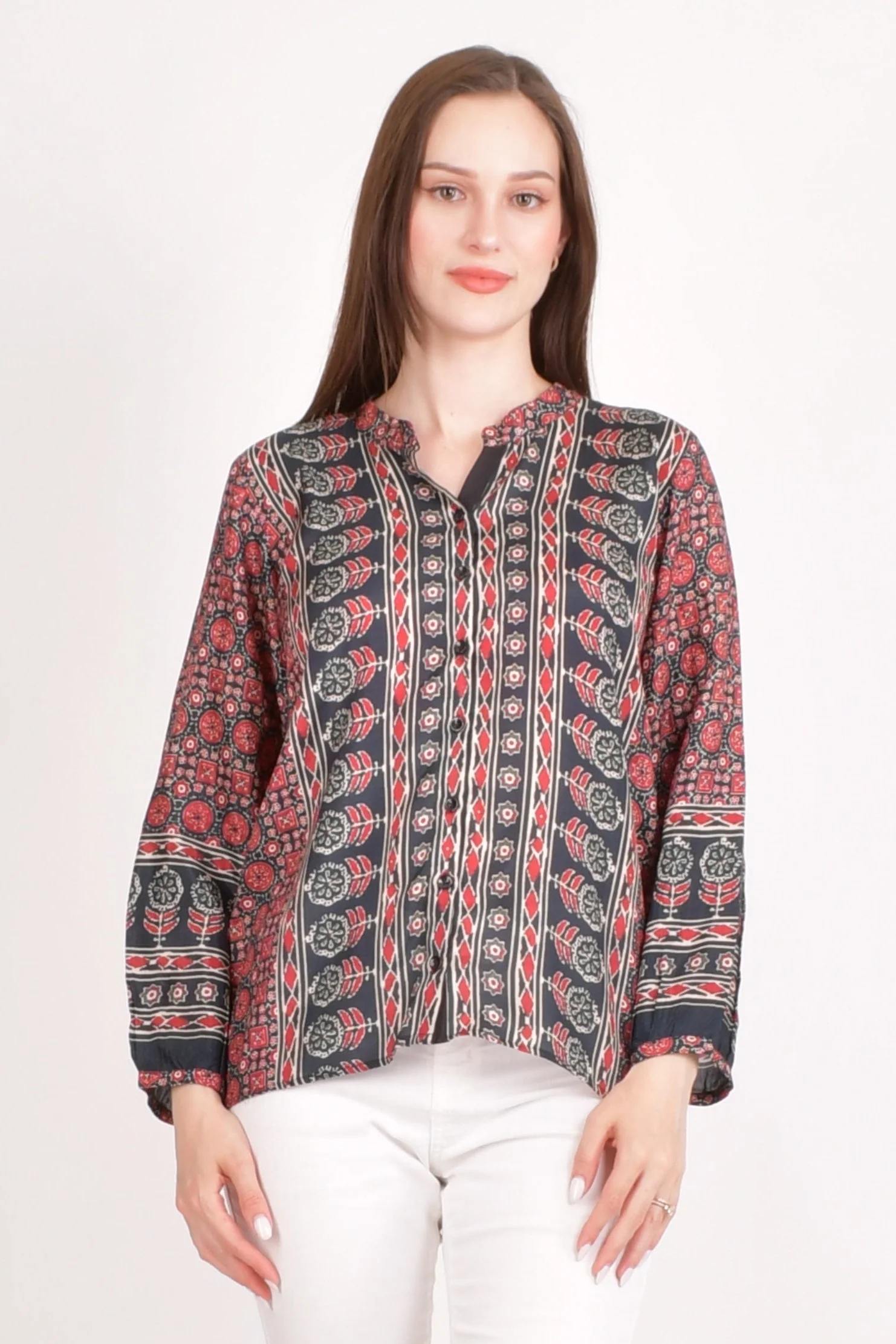 Maroon Muslin Silk Button-Up Top - Image 4