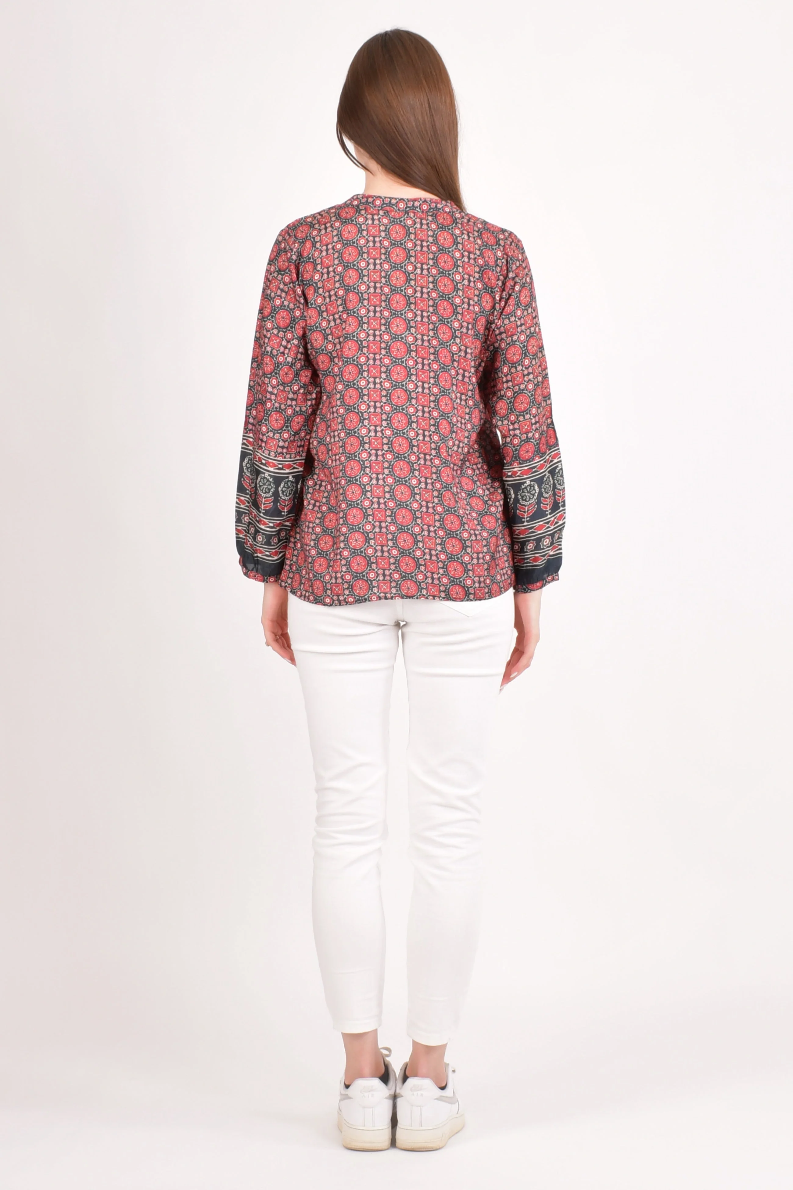 Maroon Muslin Silk Button-Up Top - Image 6