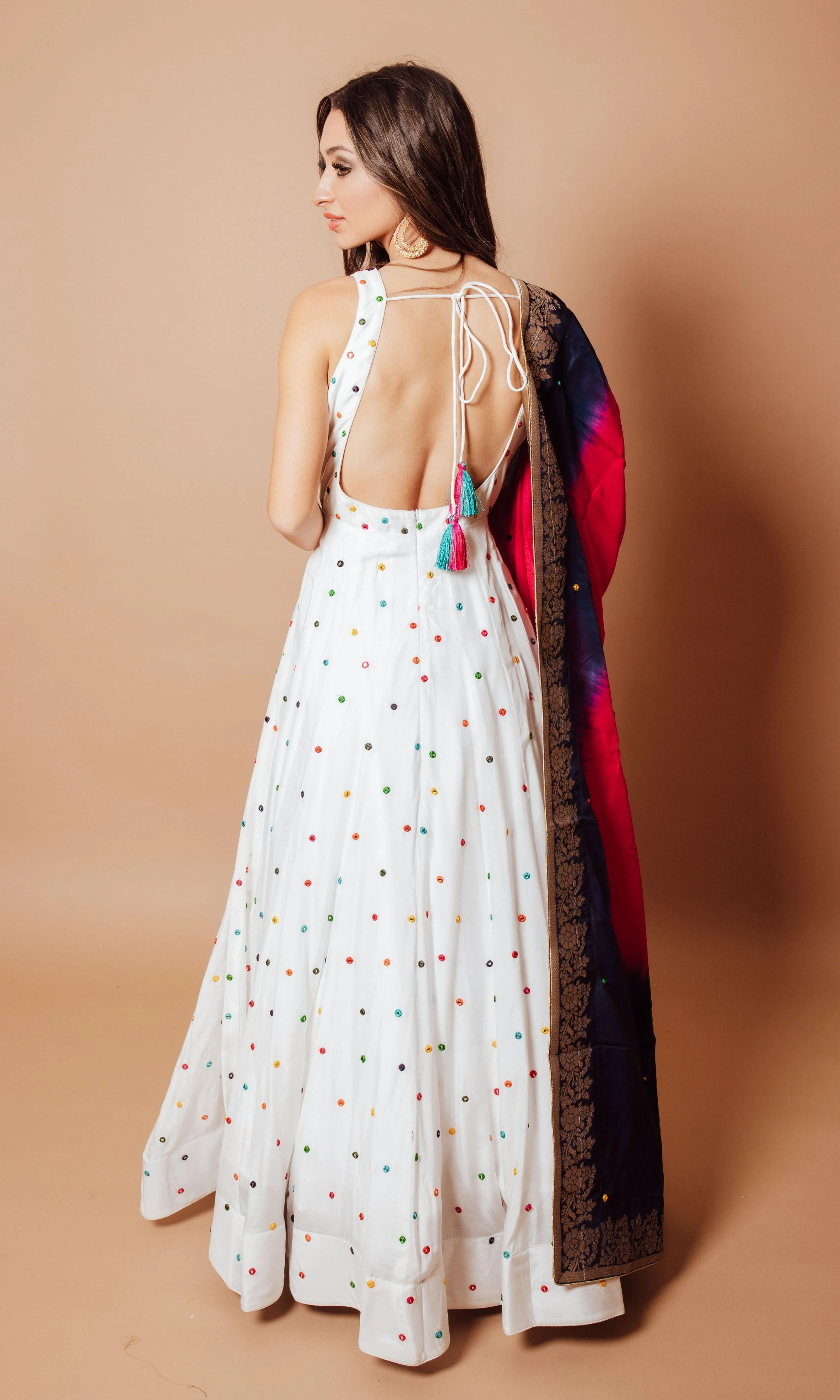 Briar White Anarkali Long Dress - Image 3