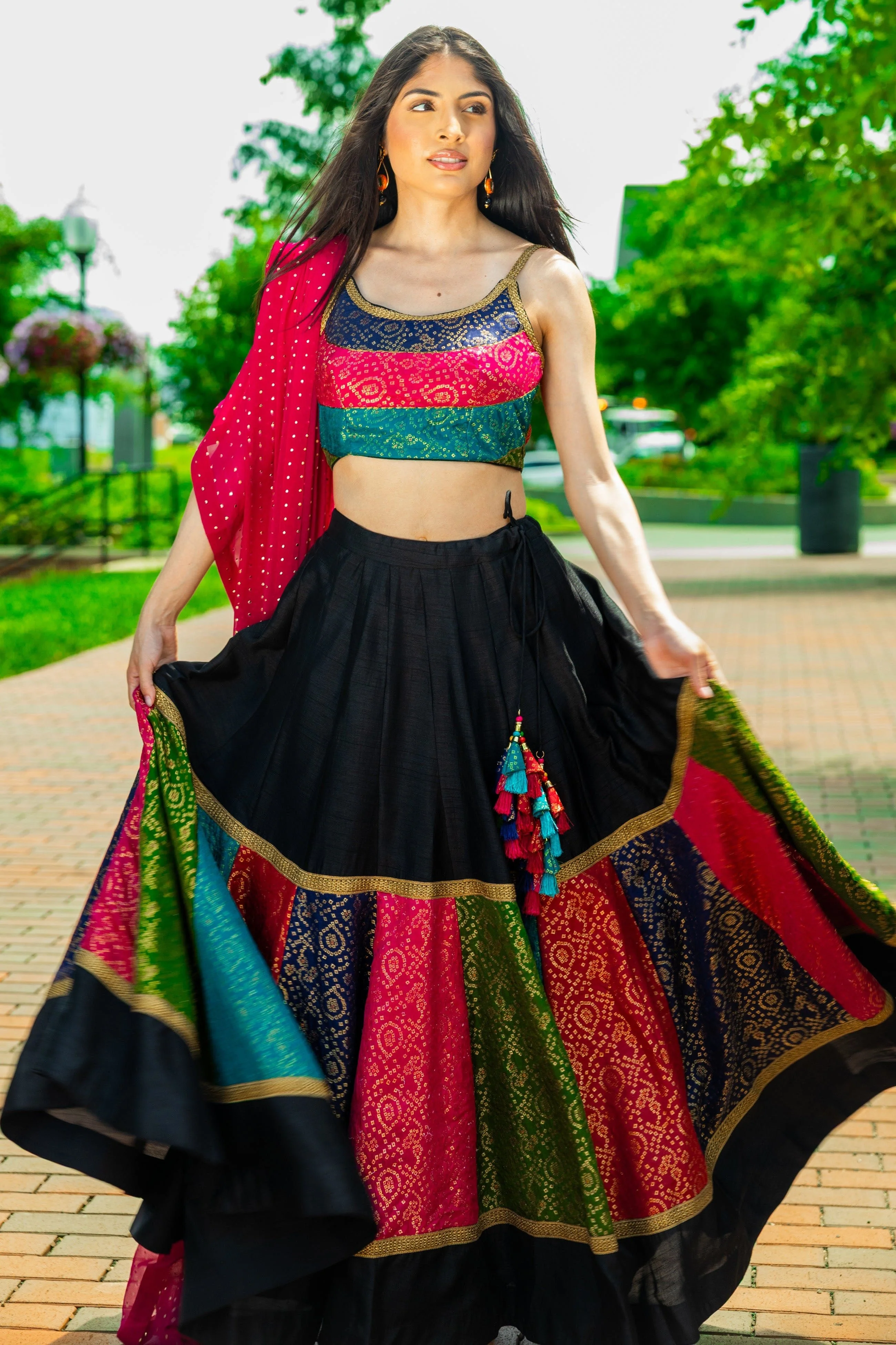 Silk Black Chaniya Choli With Multi Color Blouse