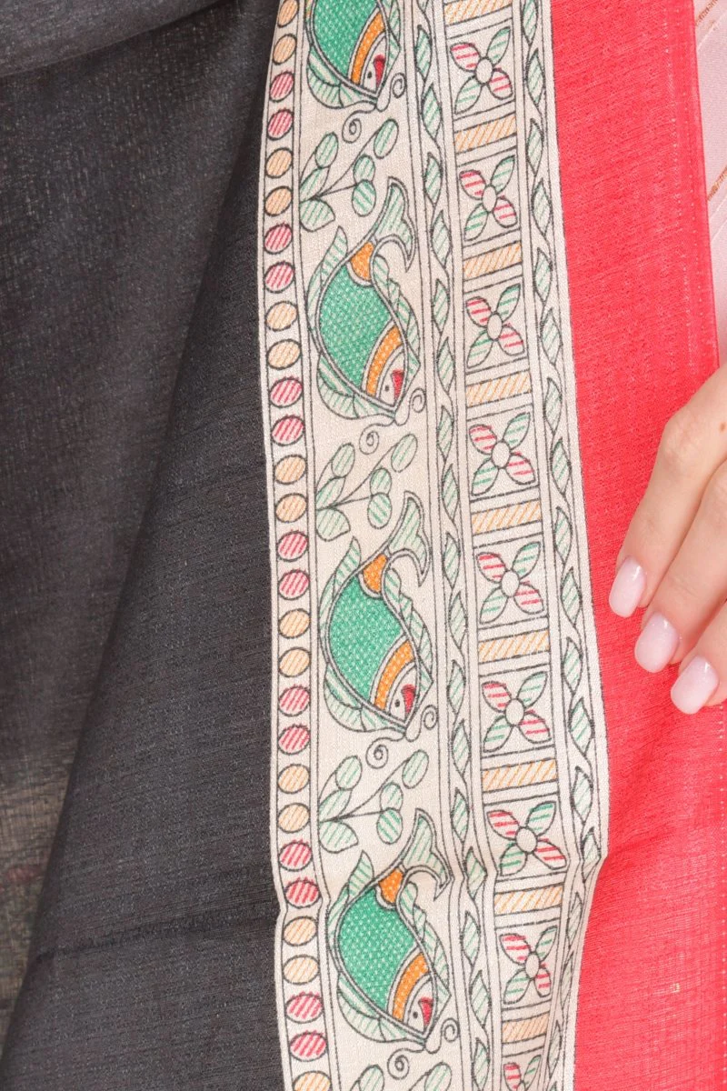 Multicolor Printed Cotton Silk Dupatta With Tassels - Image 2