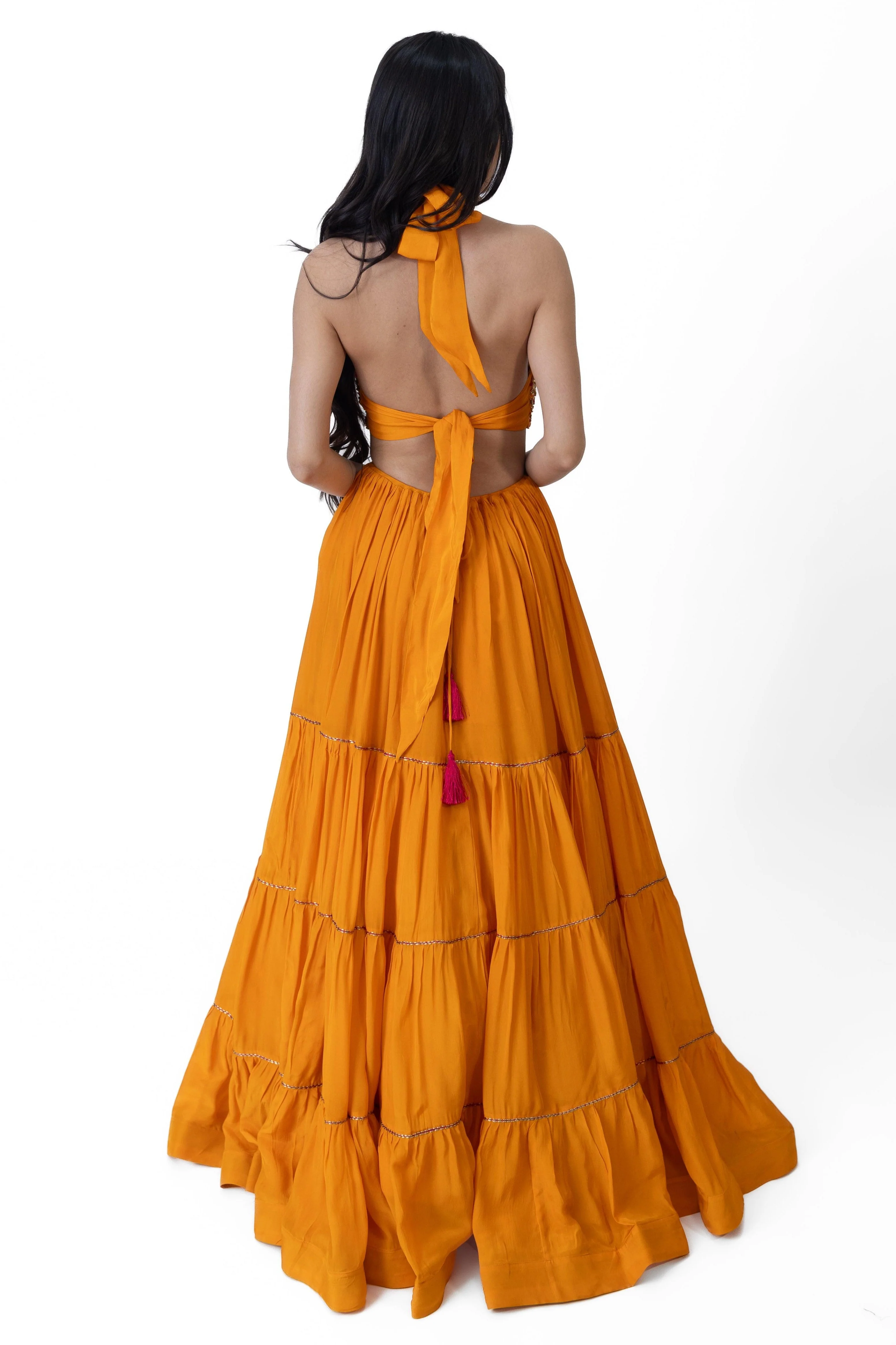 Neale Tiered Yellow Gown with Hand Embroidery - Image 2