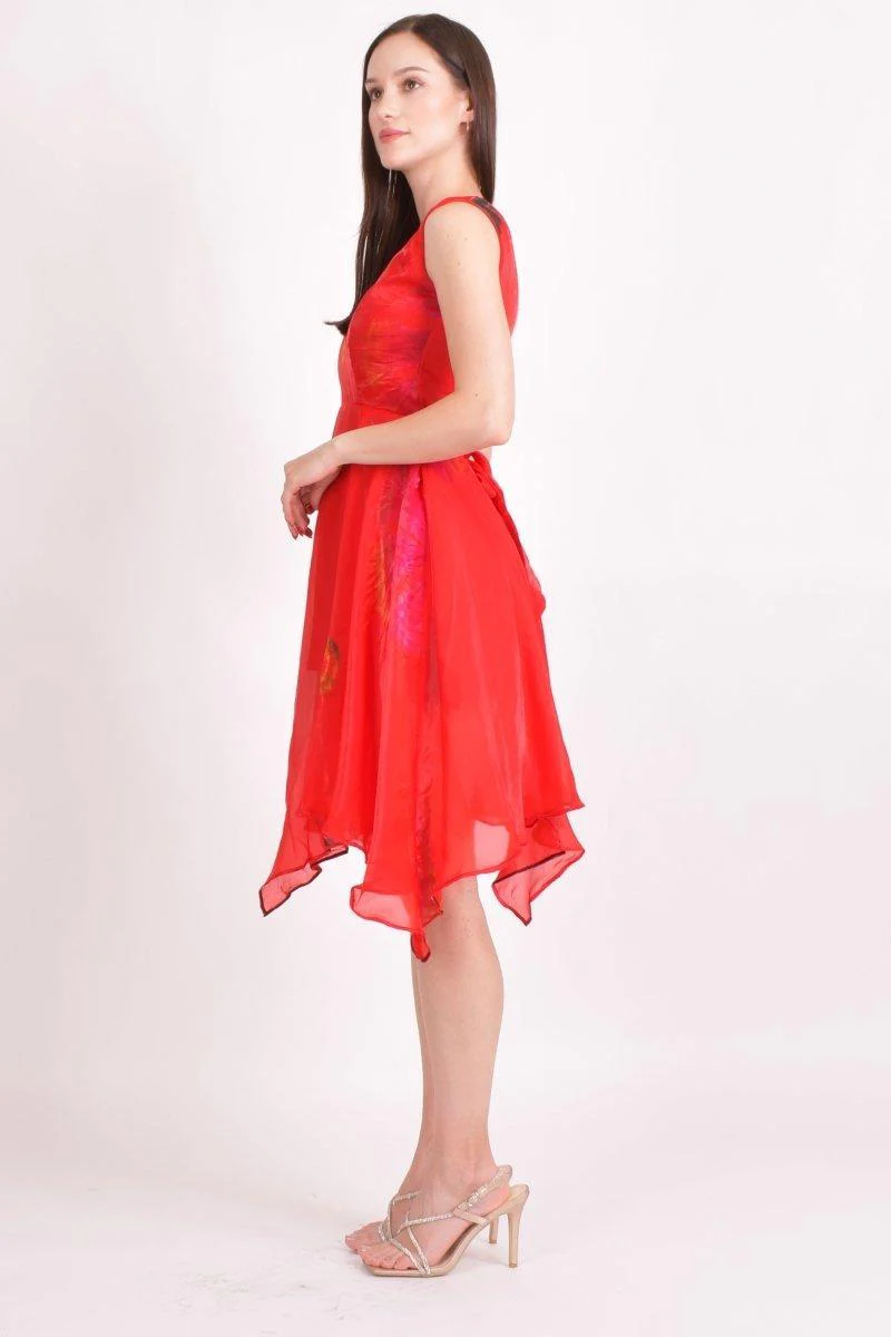 Red Hand Tie Dye High Low Dress - Image 4