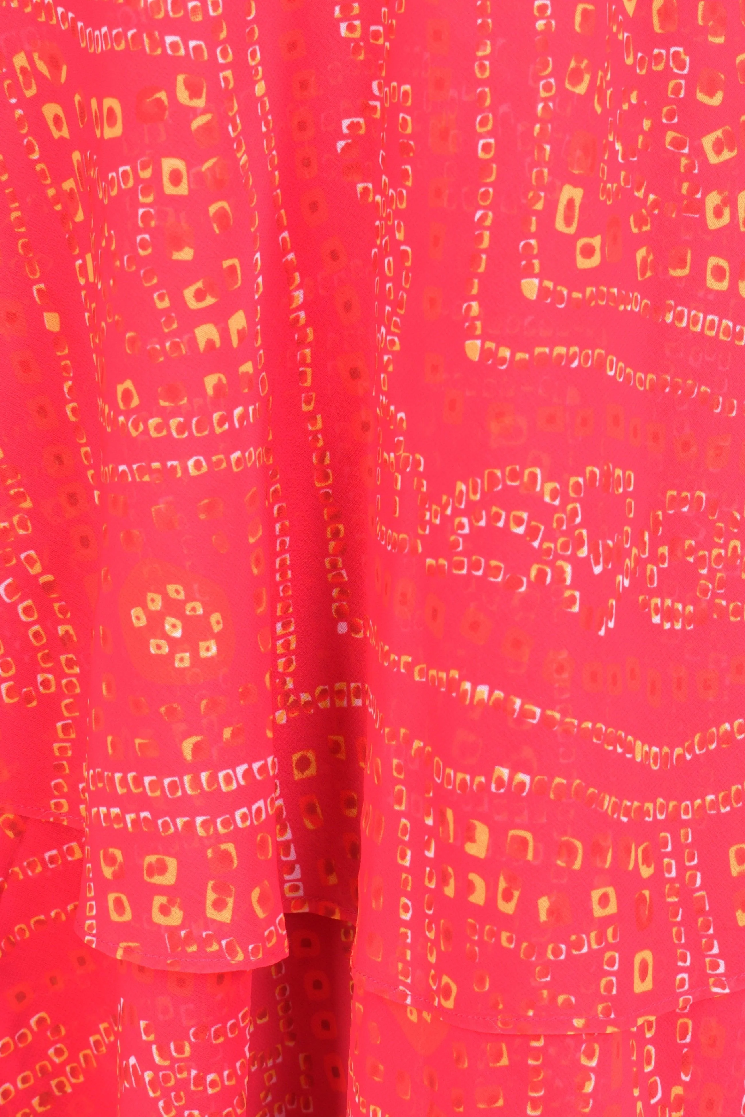 Red Bandhani Two Piece Set with Tiered Skirt - Image 3