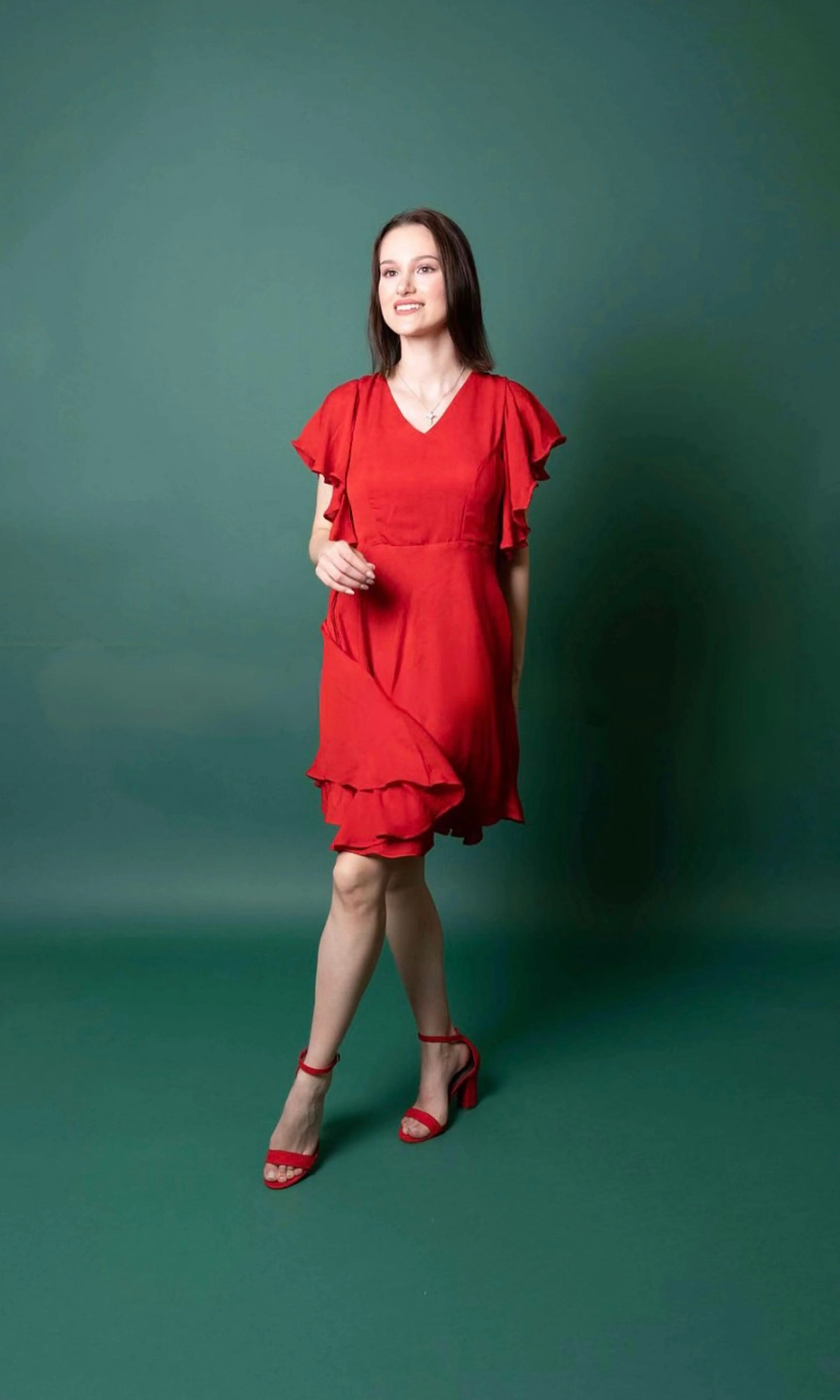 Butterfly Sleeves Red Dress - Image 3