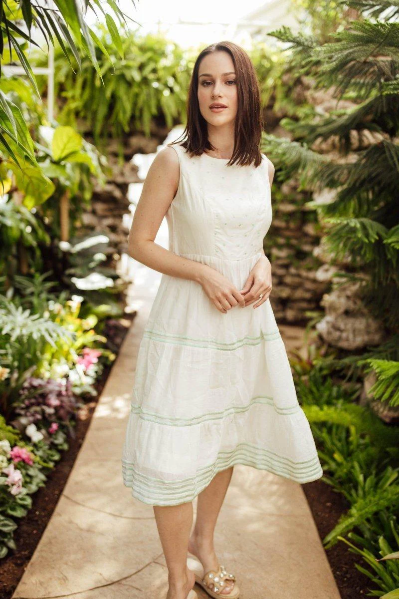 White Midi Dress with Embroidery - Image 3