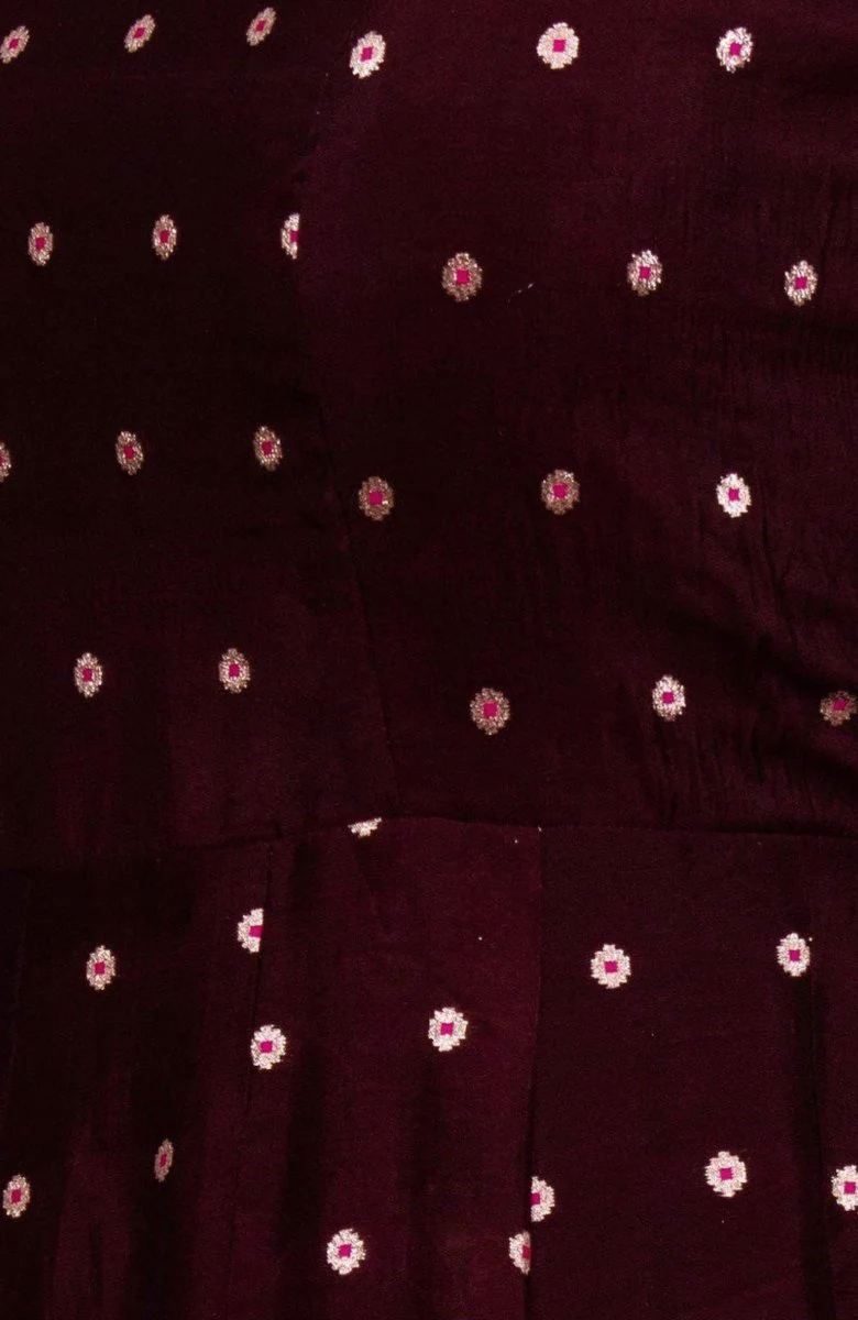Wine Long Dress with net drape - Image 3