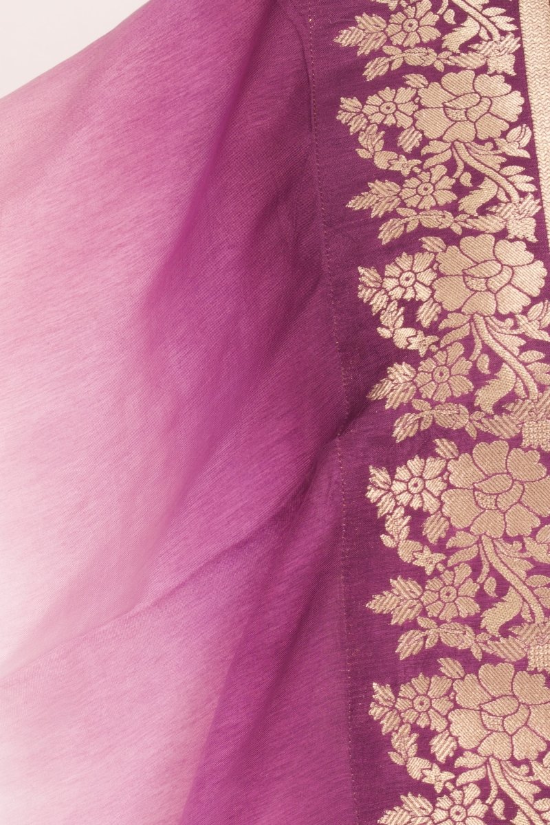 Wine & White Banarasi Border Viscose Dupatta Scarf With Tassels - Image 2